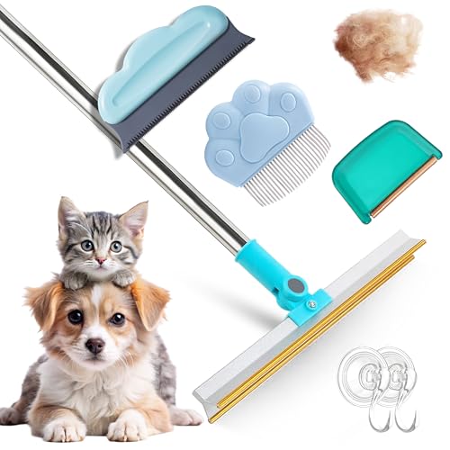 Image of 4 Packs Different Pet Hair Remover Set with Storage Bag - 180 Rotating Carpet Scraper Rake, Medium & Small Hair Removal Cleaner Tool for Couch Carpet Rug, Pet Comb for Shedding Grooming