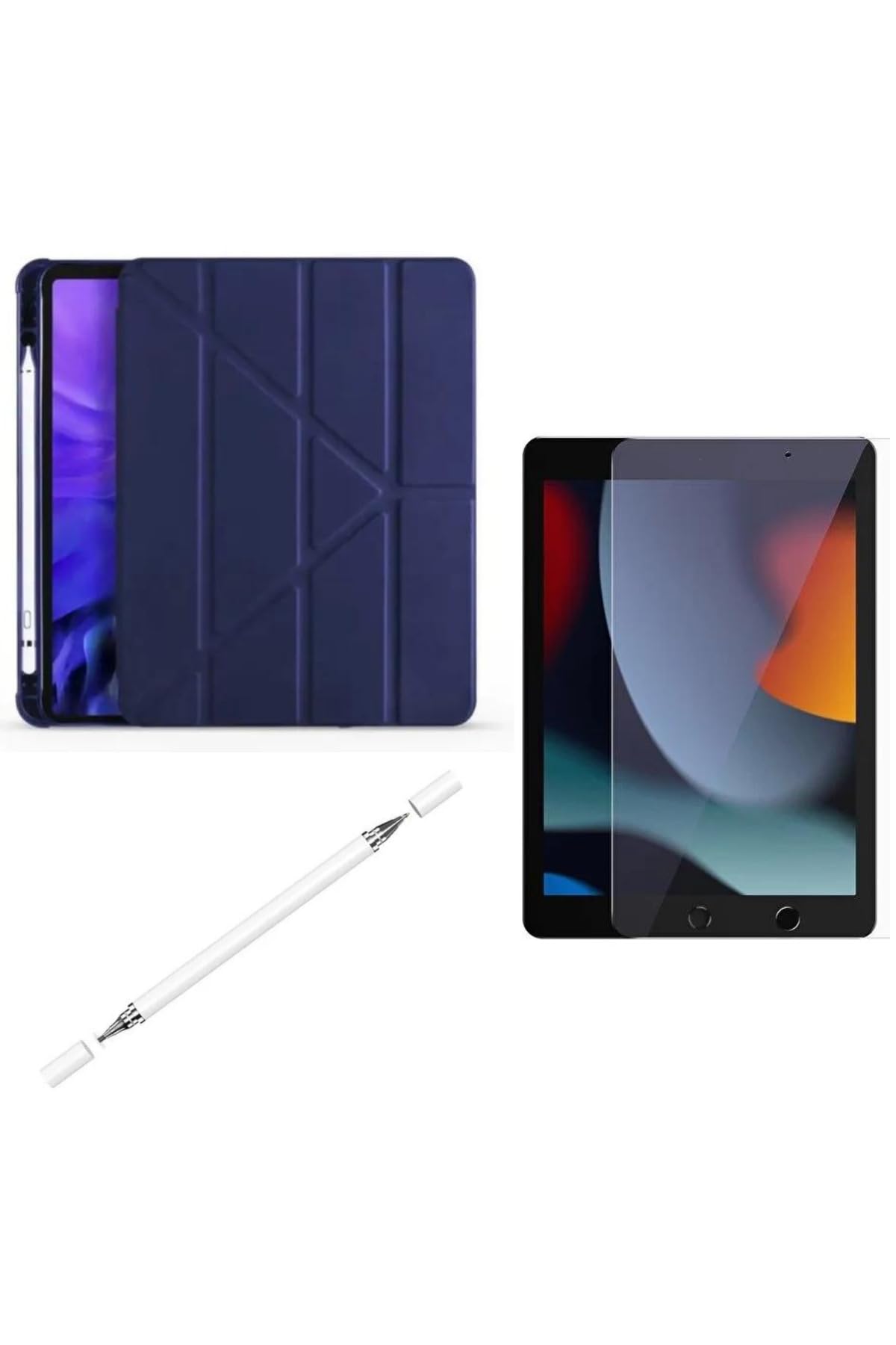 CONSTRAIN - İpad 7. 8. 9. Nesil 10.2 inç ile Uyumlu Standlı Tablet Kılıfı + Ekran Koruyucu + Dokunmatik Stylus Kalem