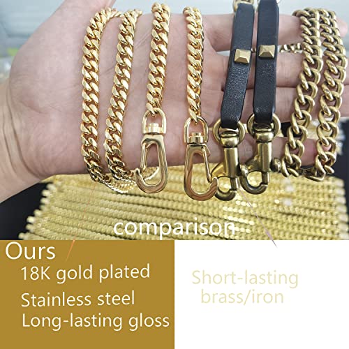 Image of 18K Gold Stainless Steel 11mm DIY Belt for Purse Shoulder Crossbody Hand Bag Replacement with Solid Buckle Strap