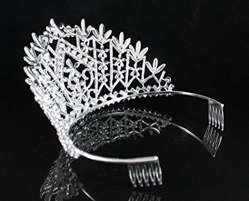 Tiara de cristal austríaco transparente margarida coroa noiva formatura T1861 prata