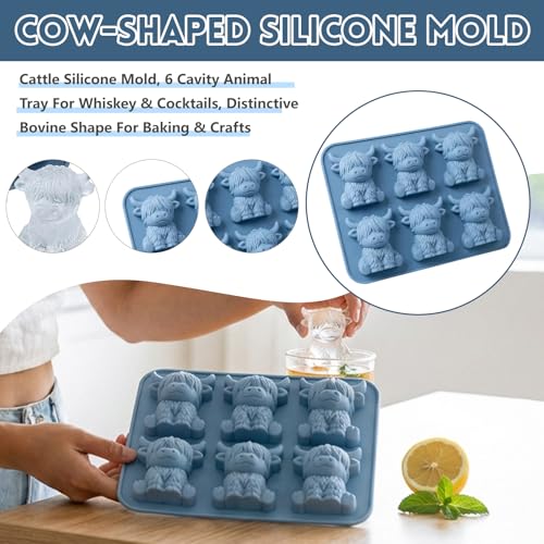 Molde de silicona para cubitos de hielo vaca Highland 3D miniatura 2