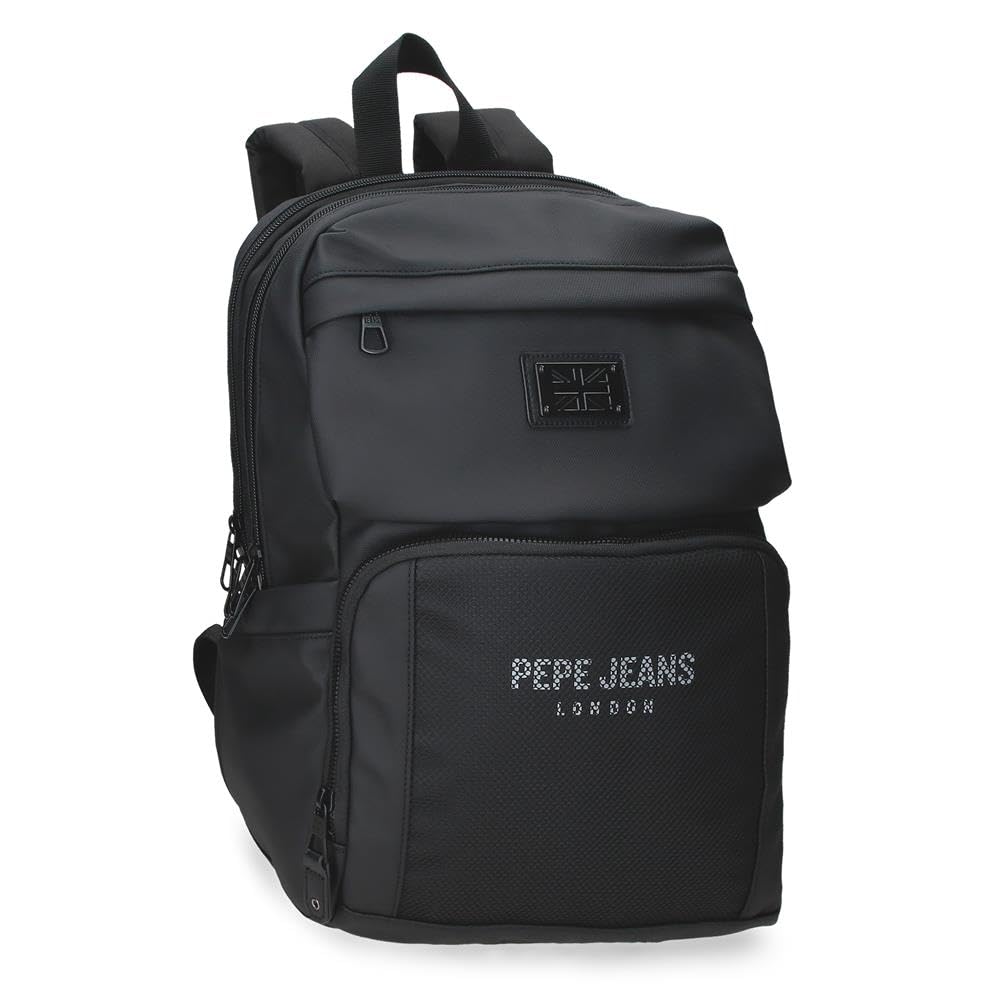 Pepe Jeans Durham Casual Laptop Backpack 13.3" inch Black 25x37x12 cm Polyester 11.1L by Joumma Bags