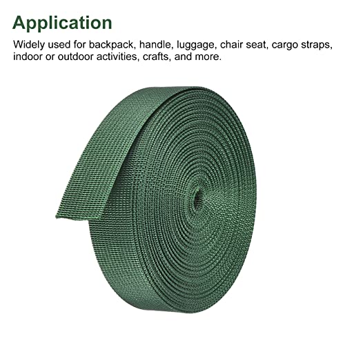 Image of MECCANIXITY Flat Nylon Webbing Strap 1 Inch 10 Yards Green for Backpack, Luggage-rack