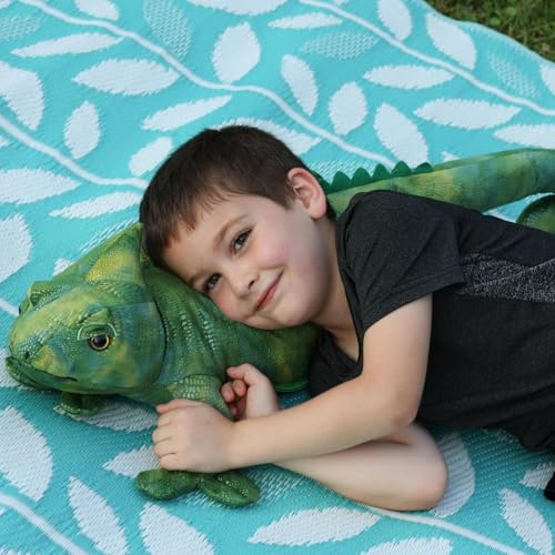 Image of Giant Lizard Stuffed Animal, 31.5 Inch Green Iguana Plush Pillow