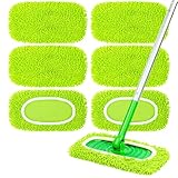6-Pack Reusable Mop Pads Fit Swiffer Sweeper, Microfiber Cleaning Mop Pads Refill for Dry Sweeping & Wet Mopping Replacement