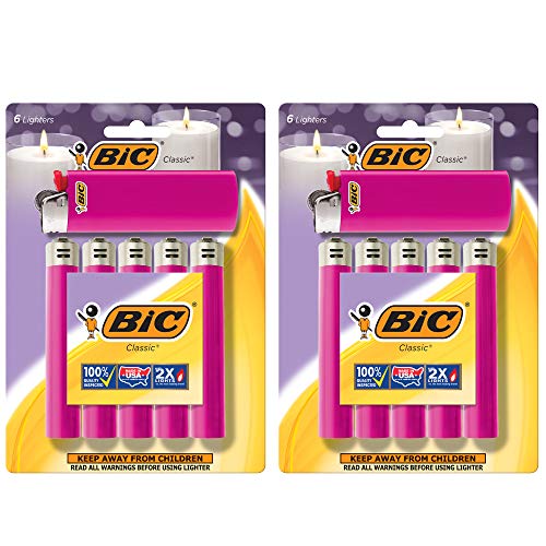 BIC Maxi Pocket Lighters, Reliable and Long-Lasting, Assorted Colors, 12-Pack