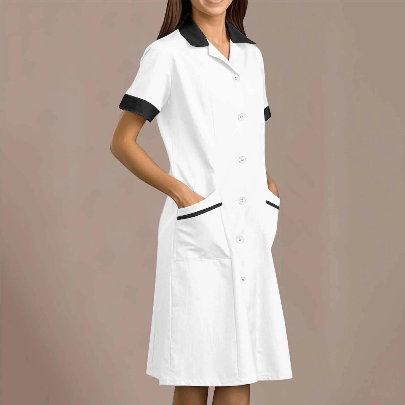 Bata de Laboratorio Blanca de Manga Larga for Mujer, Ropa de Trabajo de Verano for Enfermera, for SPA, salón de Belleza, Chaqueta, Bata(Light Blue,M)