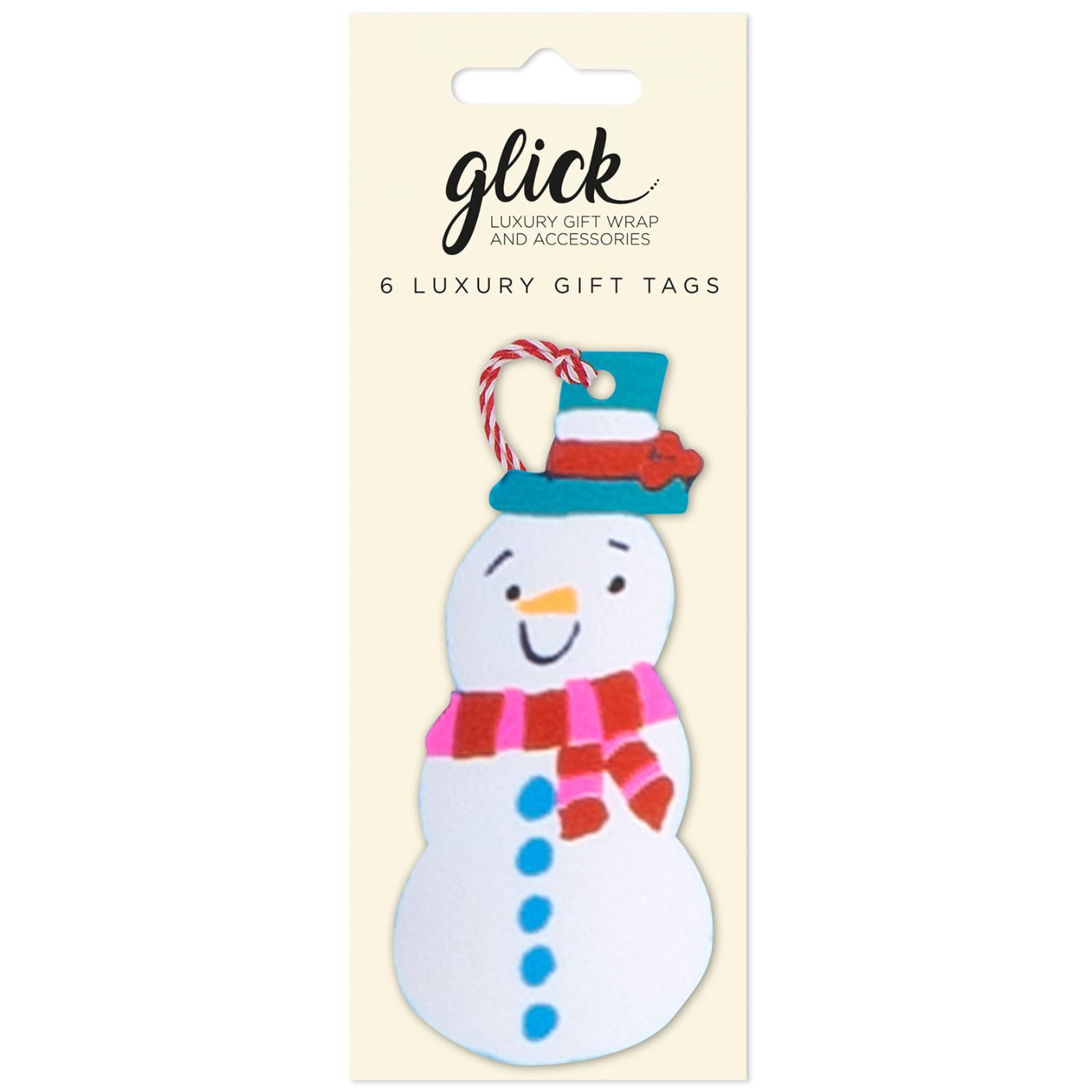 Glick Multi-Coloured Christmas Gift Tags, Jolly Snowmen, Pack Of 6, Fully Recyclable