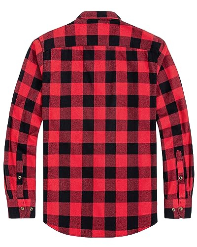 Men's Plaid Flannel Shirt Long Sleeve Casual Button Down Shirts Regular Fit Cotton Office Work Tops with Pockets2