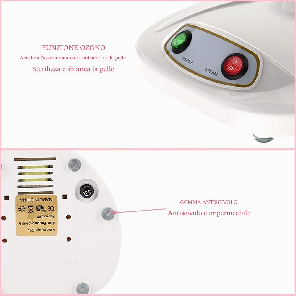 Vaporizzatore Facciale Ionico Professionale, Vapore per Capelli e Viso con Rotazione a 360°, Macchina per Irrorazione Ionica Avanzata per Sauna SPA Idratante