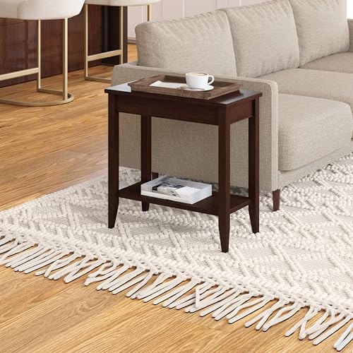 Image of Leick Home Laurent End Table, 12 inch, Chocolate Cherry