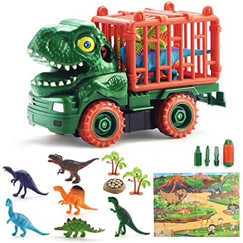 Coolplay Take Apart Dinosaur Toys, Dinosaur Carrier Truck with Dinosaur Figures and Play Mat Toy Set for Kids Boys and Girls Cover