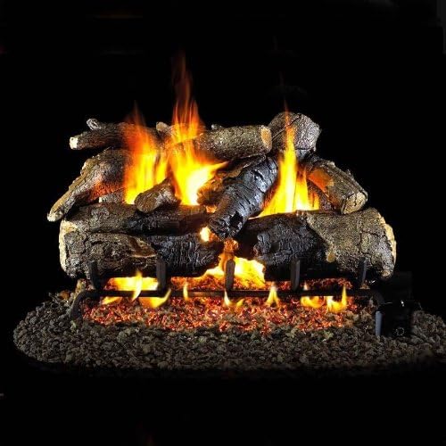 Peterson Real Fyre 18-inch Charred American Oak Log Set With Vented Natural Gas Ansi Certified G46 Burner - Variable Flame Remote