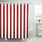 Emvency Shower Curtain Abstract Classic Red and White Stripe Beautiful Color Diagonal Waterproof Polyester Fabric 60 x 72 Inches Set with Hooks