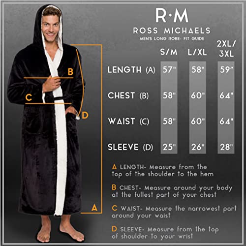 Ross Michaels Mens Robe Hooded Sherpa Big and Tall - Long Plush Spa Bath Robe with Hood and Pockets - Gifts Men3