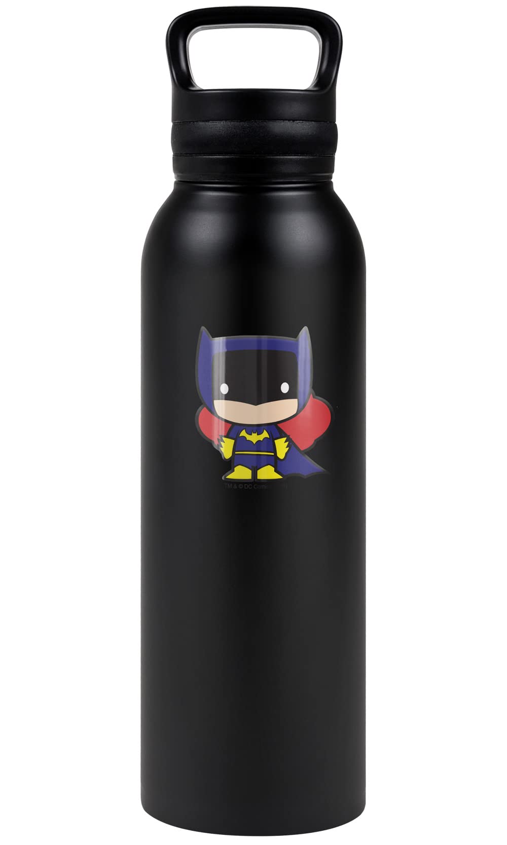 Batman OFFICIAL Batman Batgirl Cute Chibi Character Pattern 24 oz Insulated Canteen Water Bottle, Leak Resistant, Vacuum Insulated Stainless Steel