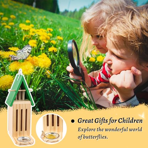 Butterfly House and Feeder for Outside, Wooden Butterfly House for Garden, Natural Butterfly Habitat with Butterfly Puddler on The Floor or Hanging on Tree Wall by UQM - Image 7