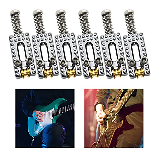 6 Roller Guitar Bridge Saddles, 10.5Mm Guitar Tremolo Saddles Modern Style For Fender Strat Tele Electric Guitar Replacement, Chrome #TOP1
