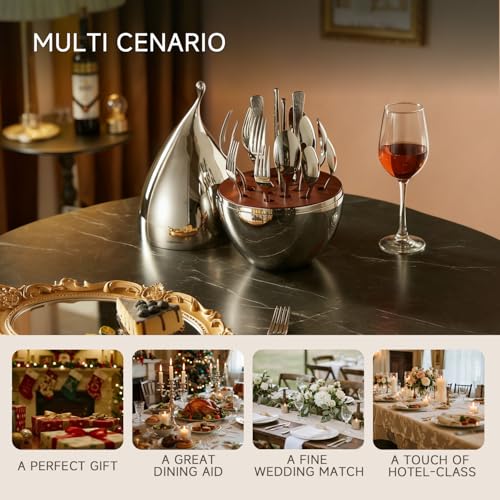 KINGSTONE Silverware Set with Waterdrop Storage Organizer, 20-Piece Forged Flatware Cutlery Set in Gift Box, Premium Stainless Stee Service for 4, Mirror Polished, Ideal for Kitchen, Wedding, Gift​ by KINGSTONE - Image 9