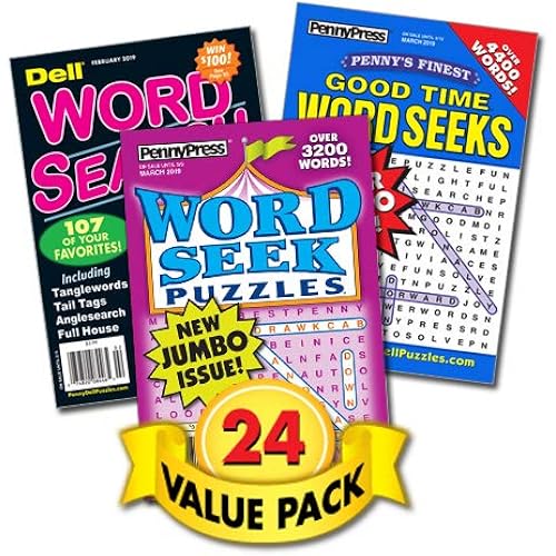 Penny Press Family Word Seek/Word Search Puzzle Books for Everyone – 24 Pack