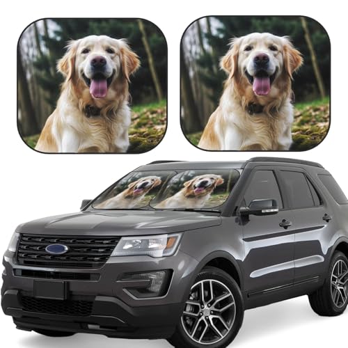Pare-soleil de voiture Golden Retriever taille M pliables pour pare-brise lot de 2