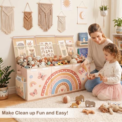 Image of Toy Box with Adjustable Divider Large Toy Chest Storage for Nursery Kidroom