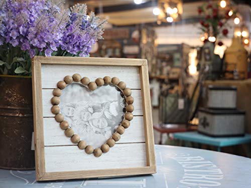 Paris Loft Wood Heart-Shaped Picture Frames|Cute Farmhouse Style Vintage Photo Frame With Wood Beads. #TOP1