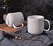 Porcelain White Mugs for Coffee, Tea, Cocoa, Set of 4, 12 oz, Lined Texture, Matte