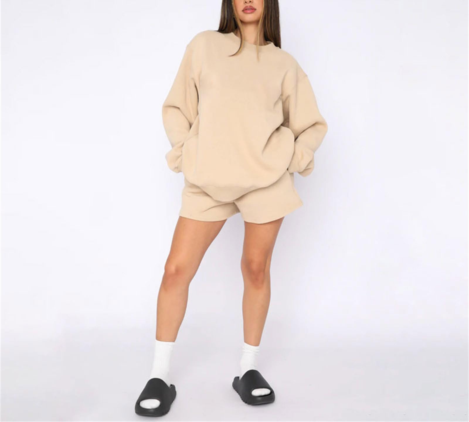 Suncolour Completo da Donna in Due Pezzi Felpa Pullover e Pantaloni da Jogging Tuta Calda Set di Tute Casual da Donna