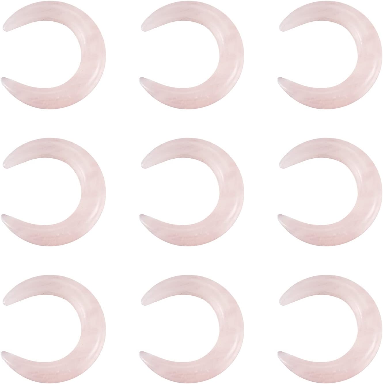 Pandahall 10Pcs Natural Crescent Moon Rose Quartz Gemstone 30x27-28x5-6mm Undyed Natural Double Horn Amethyst Beads for Jewelry Making