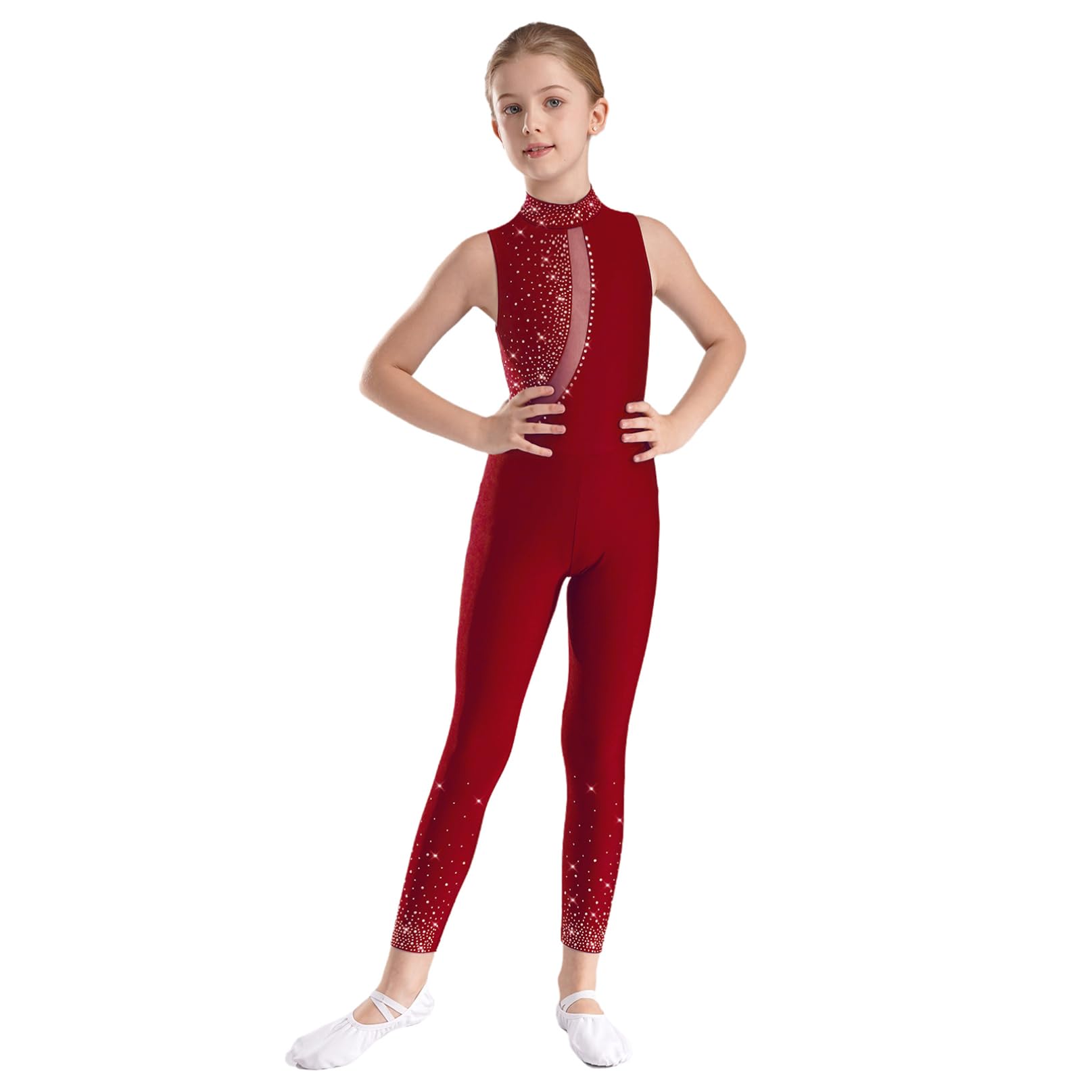 iiniim Tuta Intera da Ginnastica Artistica Bambina Body Danza Classica Ginnastica Artistica Body da Pattinaggio Artistico con Strass