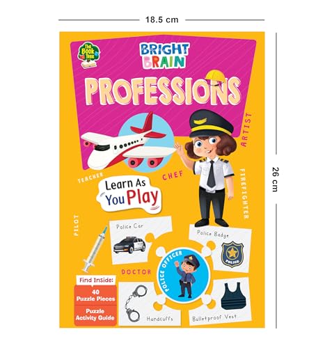 Image of The Book Tree Bright Brain Professions Puzzle - Discover & Match 40 Profession Pieces - Fun Educational Toy for Kids Age 3+ - Gift Box by Majestic Book Club