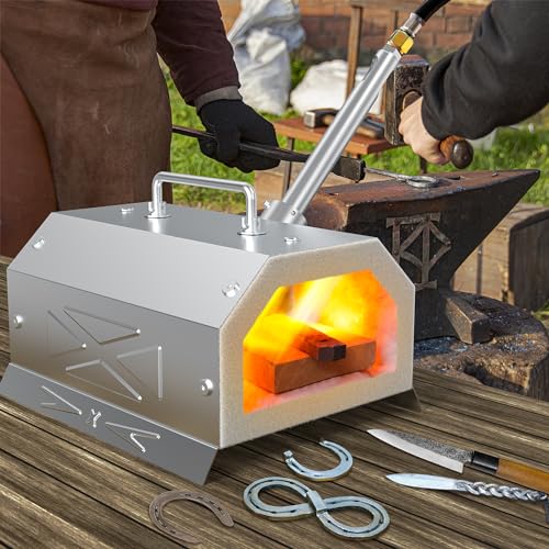 Image of Nelyrho 1 Burner Propane Blacksmith Forge Kit | 2600F High Temperature, Stainless Steel, Portable Design, Blacksmithing, Knife Making & Metalworking