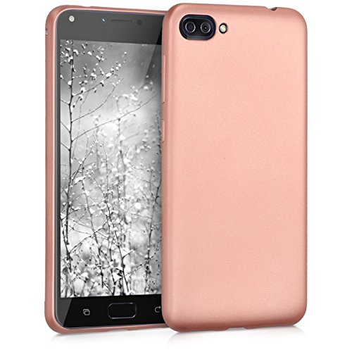 kwmobile Carcasa Compatible con ASUS Zenfone 4 MAX (ZC520KL) - Funda de Silicona para móvil - Cover Trasero en Oro Rosa Metalizado