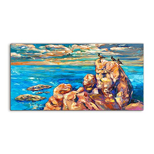 Image Acrylique 120x60cm Stones Birds Sea pour illuminer un mur sombre