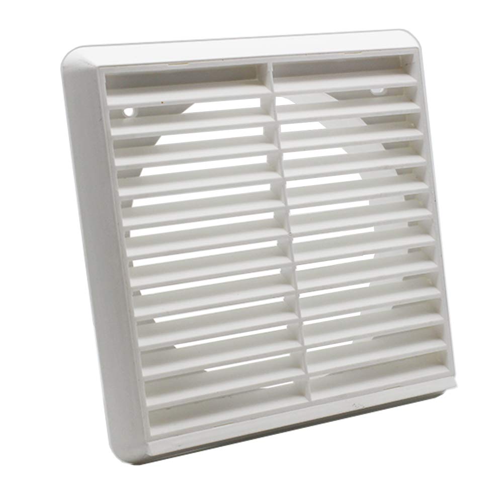 Kair Men's White Louvred Grille 183Mm External Diion Wall Ducting Air Vent With Round 150Mm - 6 Inch Rear Spigot