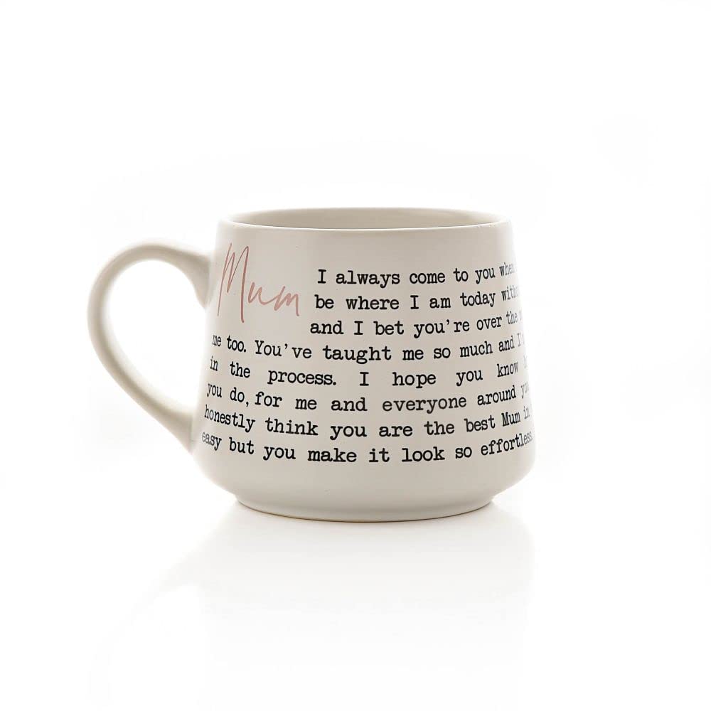 Widdop And Co White Stoneware Mug With Sentiment Wording - Mum 8Cm