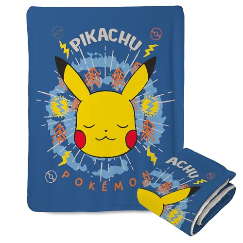 Image of Northwest Pokemon Mink Sherpa Throw Blanket, 50" x 60", Zen Pikachu