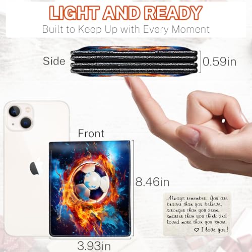 Image of Boys Wallet for Kids, Teen Boy Soccer Wallets 9-12 8-10 8-12, Cool Novelty Leather Bifold Rfid Blocking Purse Coin Pocket Zipper Id Window for Children Men Male Youth Guys Birthday Gifts