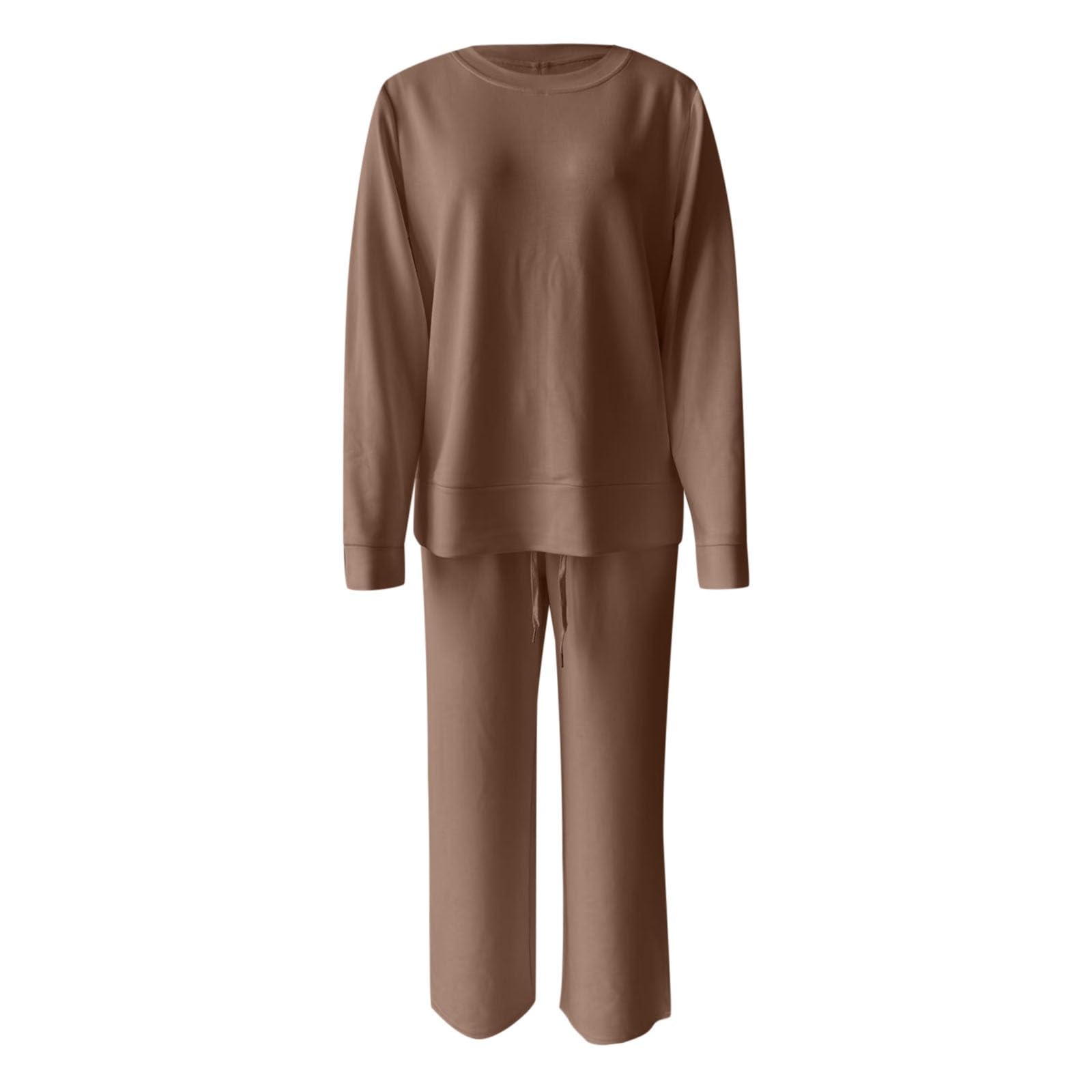 Generico Tuta Invernale Donna Curvy,Casual Da Donna Con Felpa E Pantaloni A Girocollo In Tinta Unita Comodo Da Indossare Per Outfit Quotidiani In Autunno E Inverno