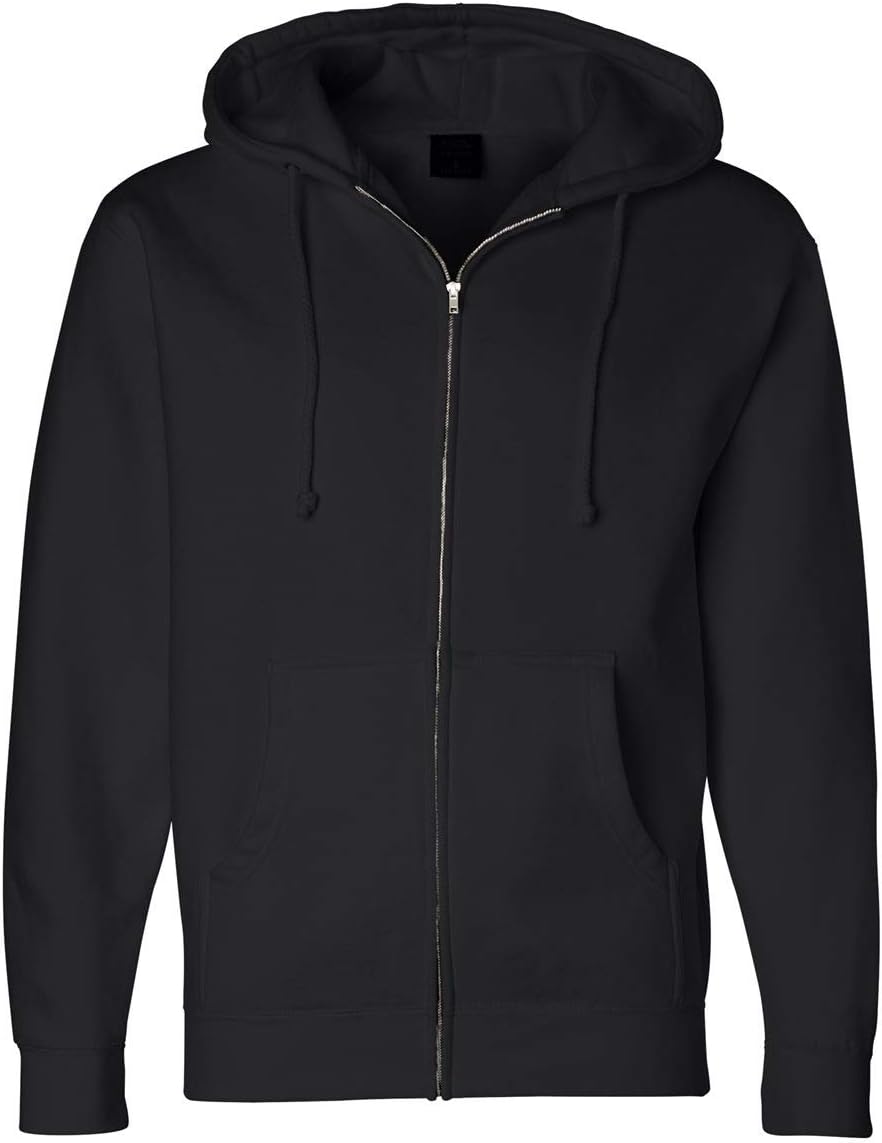 Independent Trading Co. Heavyweight Full-Zip Hooded Sweatshirt, XL, Black