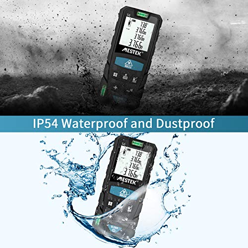 Laser Measure, Mestek 164Ft M/In/Ft Laser Distance Meters with 2 Bubble Levels and Electronic Angle Sensor, for Pythagorean, Distance, Area and Volume Measuring, Carry Pouch and Battery Included - Thumbnail 3