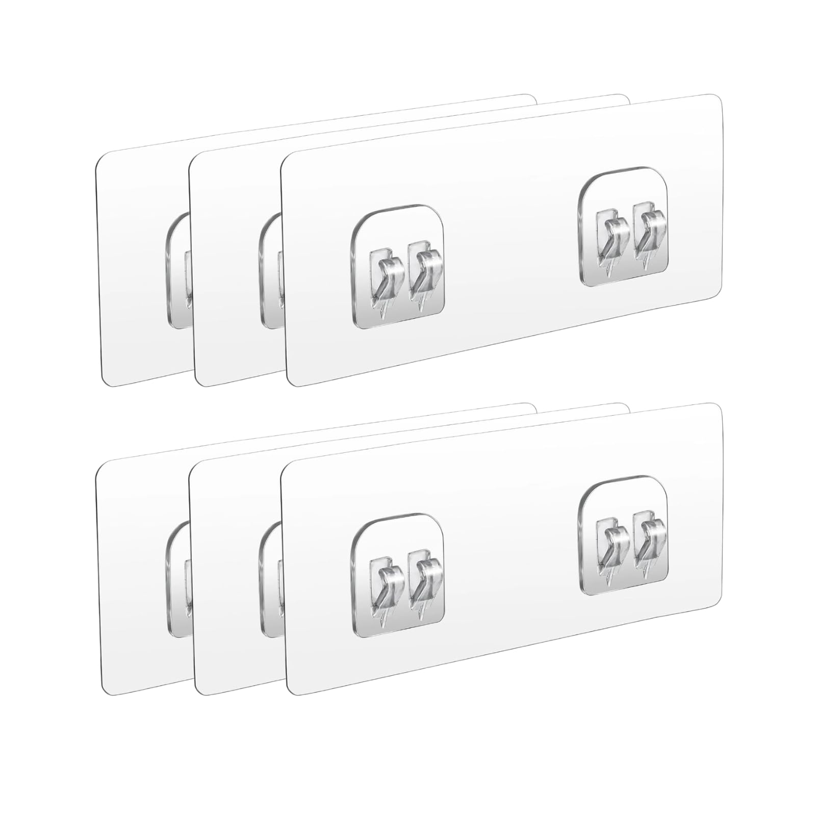 Xielbis Transparent 6 Pack Shower Caddy Adhesive Hooks Replacement, Heavy-Duty Sticky Hooks, Double Claw Stickyhooks For Bathroom, Kitchen & Living Room – No Drill Wall Organizer