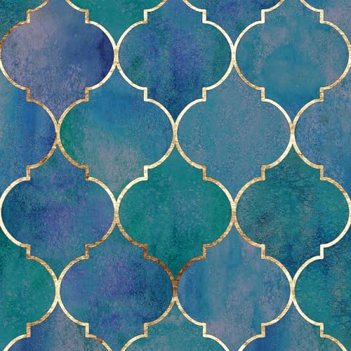 Papier peint autocollant marocain bleu et doré chic et durable