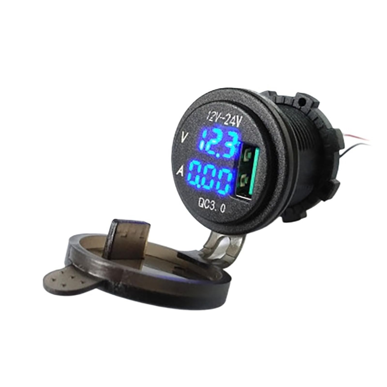 QC3.0 Szybkie ładowanie Wodoodporny miernik napięcia Woltomierz Wyświetlacz prądu Pojedyncze wyjście USB Ładowarka samochodowa zmodyfikowana do samochodu i motocykla Cheerfully (Color : Red)