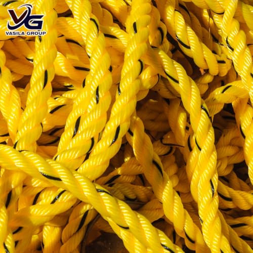 Image of VG TARP 12mm Width x 20m Long Heavy-Duty Yellow Twisted Utility Rope, High Strength Utility Rope for Marine, Industrial, and Outdoor Use