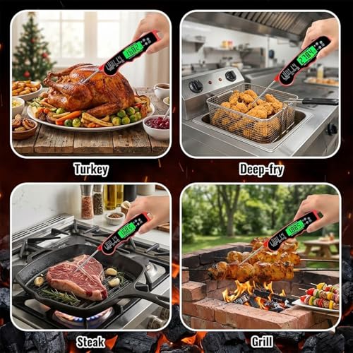 Digital Instant Read Meat Thermometer, Waterproof Food Thermometer with Backlight for Cooking, Grilling, BBQ, Air Fryer & Kitchen for Fathers Day Gift Ideas for Birthday Dad Men Him Husband