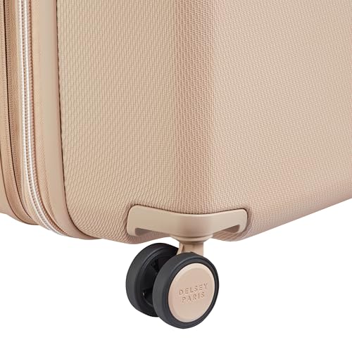 Image of DELSEY PARIS Chatelet Air 2.0 Checked Suitcase 28 Inch Large, Hardside Polycarbonate Luggage, Dual-Density Spinner Wheels, TSA Lock, Beige Rose