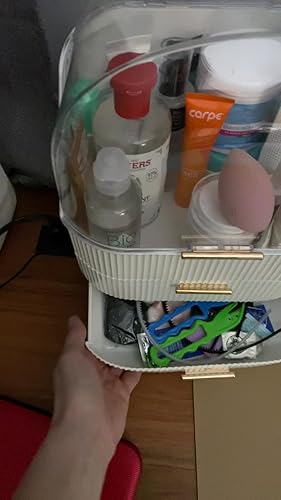 CANITORON Make-up-Organizer Für Schminktisch, Transparenter Hautpflege- Organizer Mit Großem Fassungsvermögen Und Lippenstift-Organizer, 3-lagige Kosmetik-Vitrine, Eierform (oval