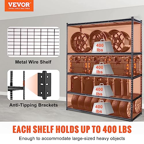 VEVOR-Storage-Shelving-Unit-5-Tier-Adjustable-2000-lbs-Capacity-60x24x78-Heavy-Duty-Garage-Shelves-Metal-Organizer-Wire-Rack-for-Kitchen-Pantry-Basement-Bathroom-Laundry-Closet-Black